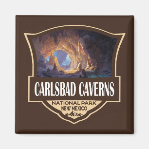 Imán Ilustración Retro del Parque Nacional Carlsbad Cav