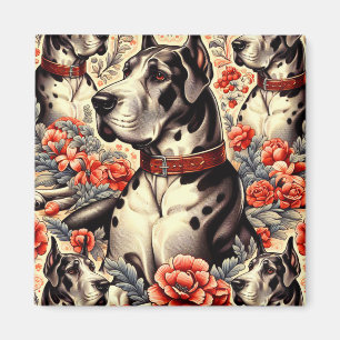 Imán Ilustracion Retro Great Dane