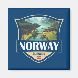 Imán Ilustración Retro Insignia de Noruega