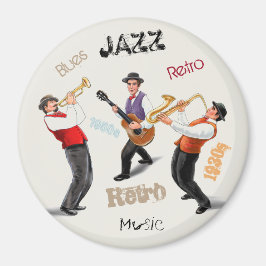 Imán Ilustracion retro musical de jazz