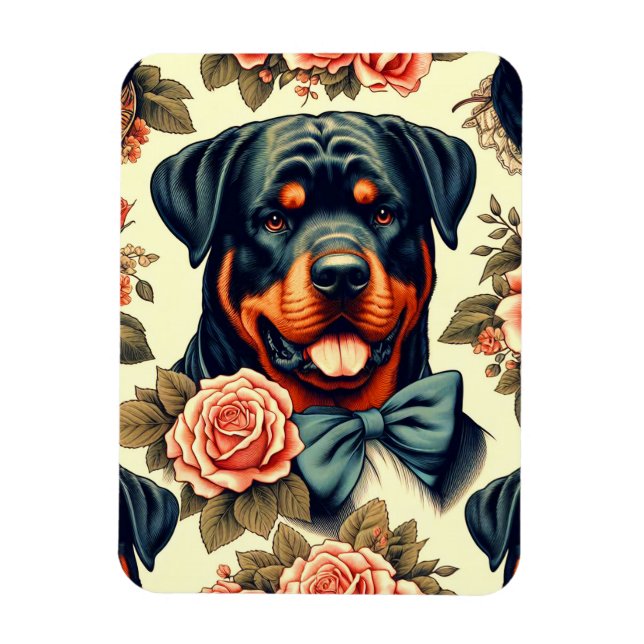Imán Ilustracion Retro Rottweiler (Vertical)