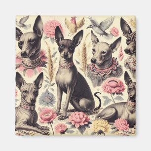 Imán Ilustracion retro Xoloitzcuintle Seamless