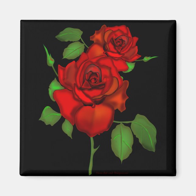 Imán Ilustracion Rojo Rosa (Frente)