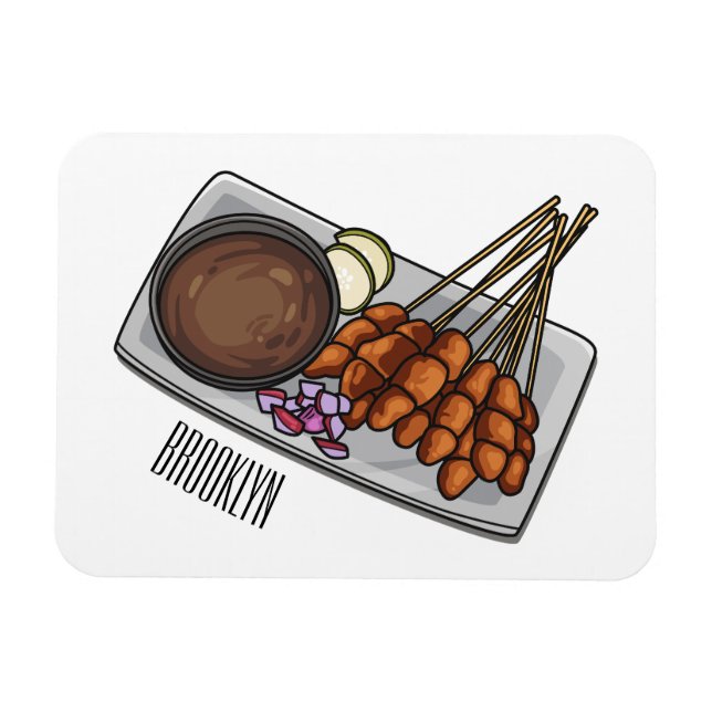 Imán Ilustracion Satay personalizado (Horizontal)