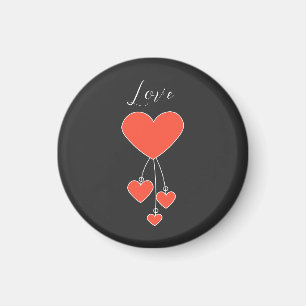 Imán Ilustracion simple con corazones escarlatos "Amor"