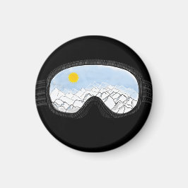 Imán Ilustracion Ski Goggles Mountain View