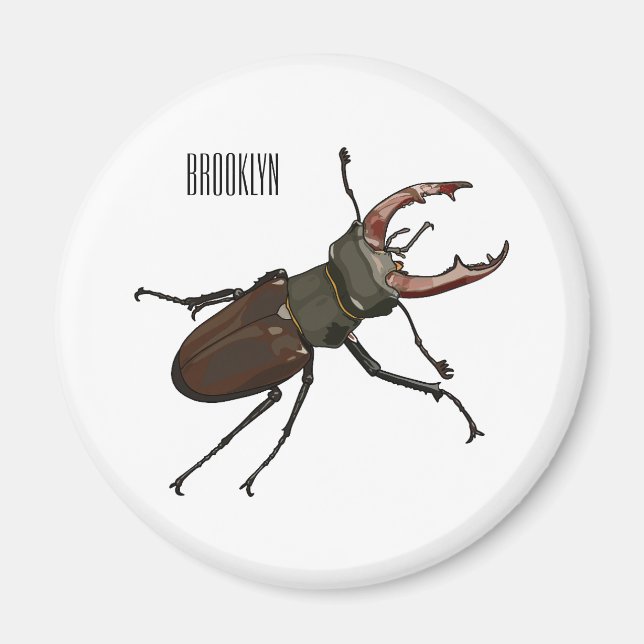 Imán Ilustracion Stag beetle personalizado (Frente)