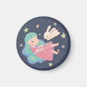 Imán Ilustracion Starry Night Bunny & Chica