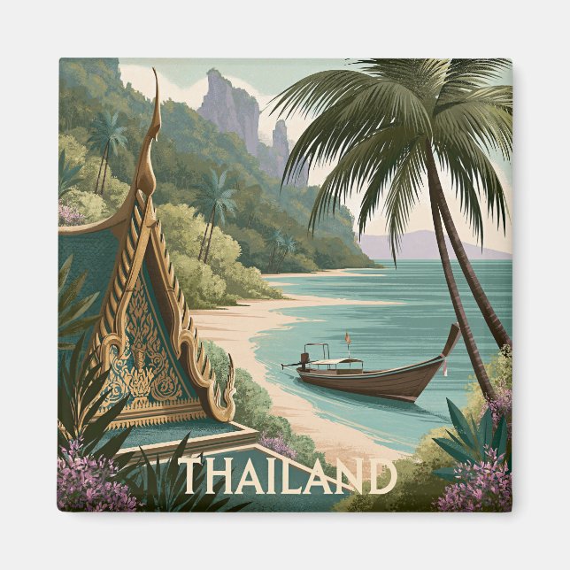 Imán Ilustración Tropical de Tailandia (Frente)