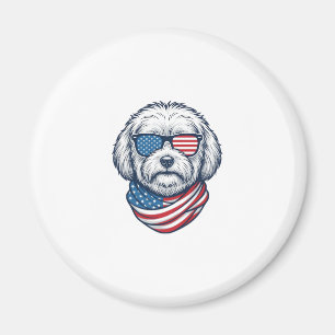 Imán Ilustración vectorial de perro esponjoso patriótic
