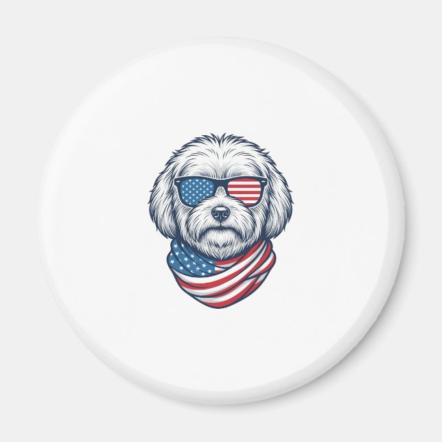 Imán Ilustración vectorial de perro esponjoso patriótic (Frente)