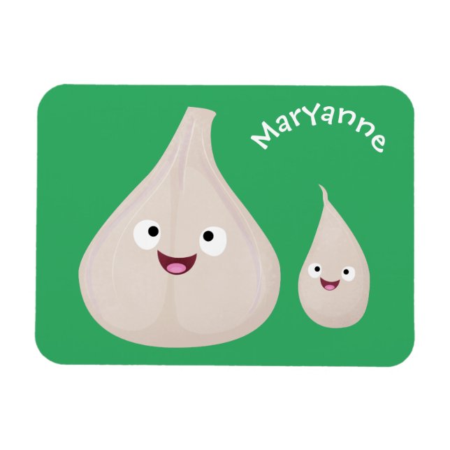 Imán Ilustracion vegetal de personalizado de ajo dulce (Horizontal)