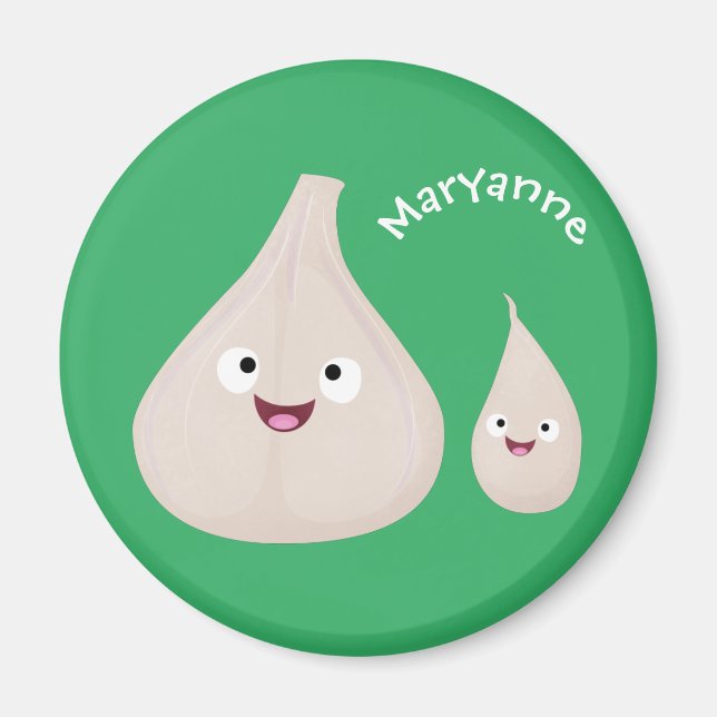Imán Ilustracion vegetal de personalizado de ajo dulce (Frente)