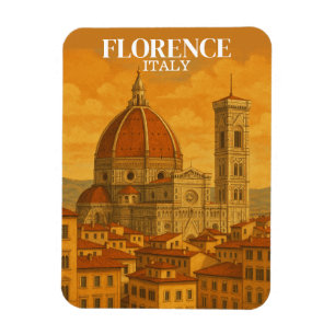 Imán Ilustracion Viajero Florencia Italiana Retro