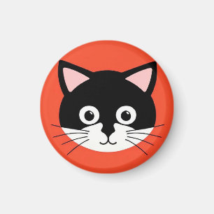 Imán Ilustración Vibrante de Cara de Gato Adorable