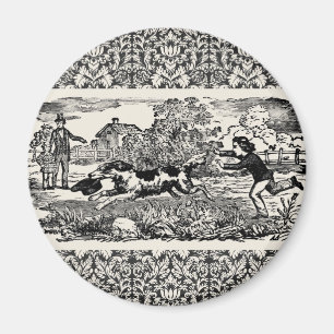Imán Ilustración victoriana de arte de mascota antigua