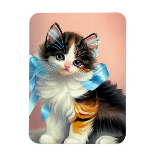 Imán Ilustracion Vintage Calico Kitten