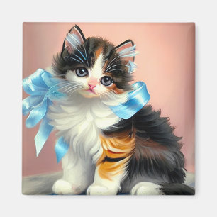 Imán Ilustracion Vintage Calico Kitten