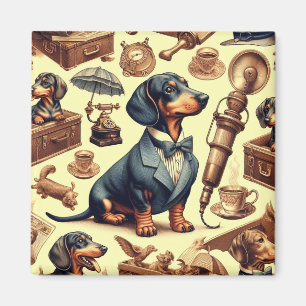 Imán Ilustracion Vintage Dachshund