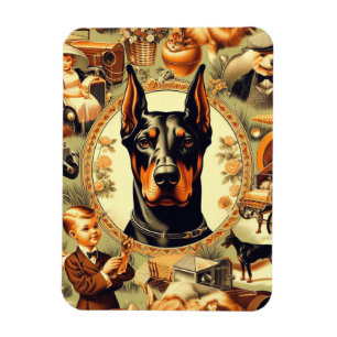 Imán Ilustracion Vintage Doberman
