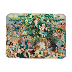 Imán Ilustración Vintage El árbol de Navidad de Puck, 1