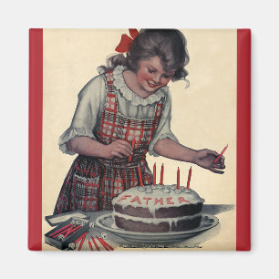 Imán Ilustración Vintage Feliz Cumpleaños Padre