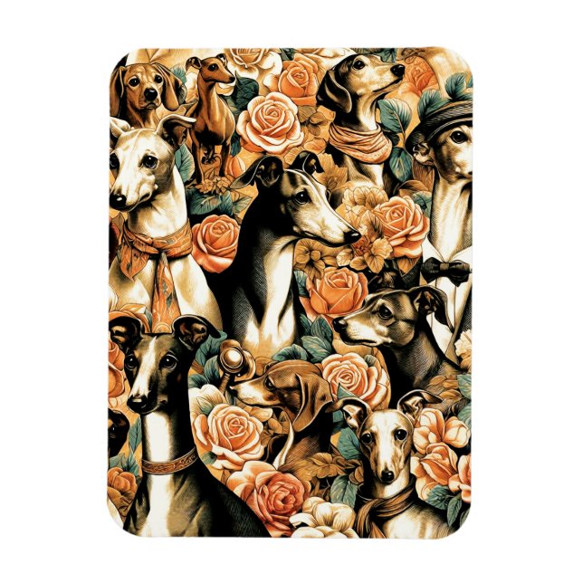 Imán Ilustracion vintage italiano Greyhound (Vertical)