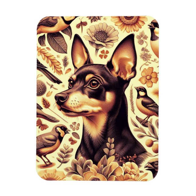 Imán Ilustracion Vintage Pinscher (Vertical)