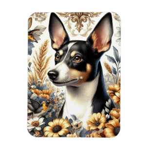 Imán Ilustracion Vintage Rat Terrier