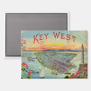 Imán Ilustracion Vintage único de Key West Florida