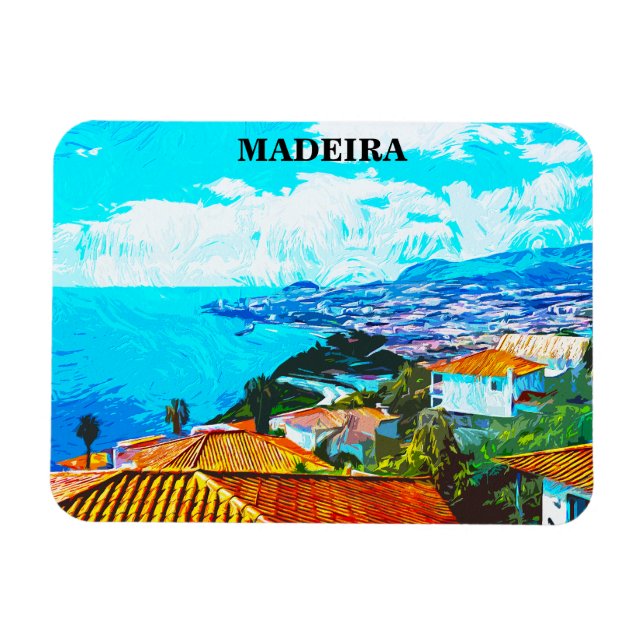 Imán Ilustracion Vista panorámica Madeira Portugal (Horizontal)