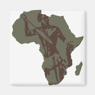 Imán Ilustraciones africanas del guerrero del mapa de