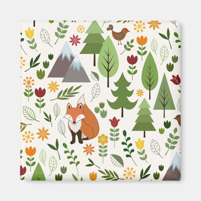 Imán Ilustraciones de estilo escandinavo sobre el patró (Frente)