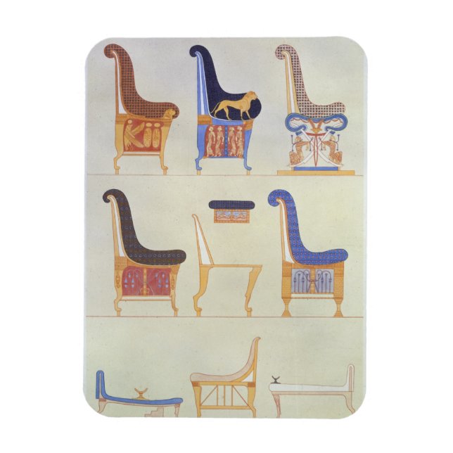 Imán Ilustraciones de varios asientos pintados y sillon (Vertical)