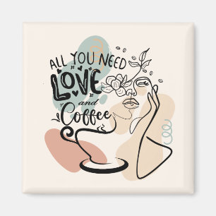 Imán Ilustraciones estéticos, café Chica