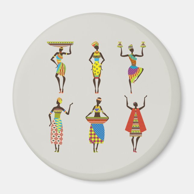 Imán ilustrado de mujeres africanas (Frente)