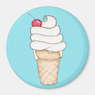 Imán ilustrado del refrigerador del cono de helad