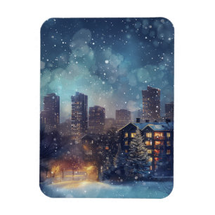 Imán Ilustrativa ciudad de Nueva York en la nieve