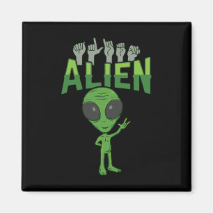 Imán ILY Alien ASL Hand Gesture Deaf Hearing Loss Consc