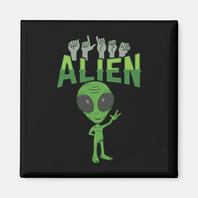 Imán ILY Alien ASL Hand Gesture Deaf Hearing Loss Consc (Frente)