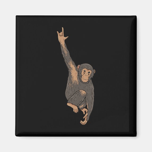Imán ILY Monkey ASL Hand Gesture Deaf Hearing Loss Awar (Frente)