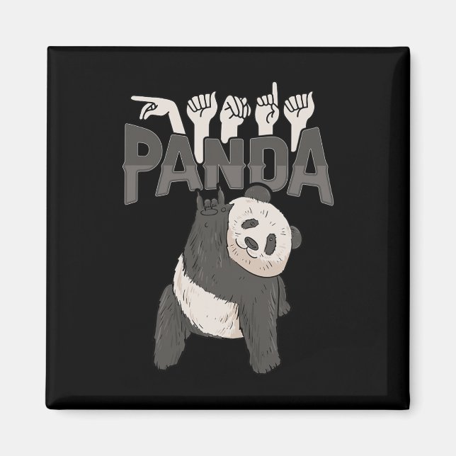 Imán ILY Panda ASL Hand Gesture Deaf Hearing Loss Consc (Frente)