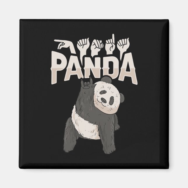 Imán ILY Panda ASL Hand Gesture Deaf Hearing Loss Consc (Frente)