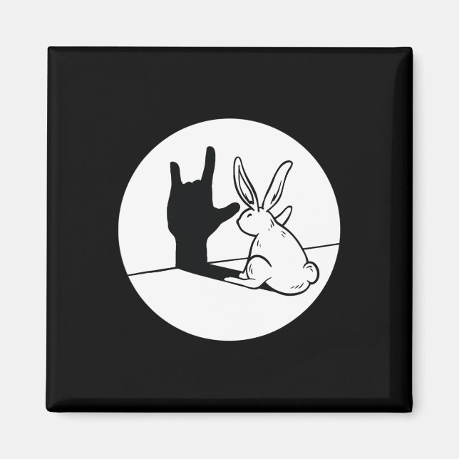 Imán ILY Rabbit ASL Hand Gesture Deaf Hearing Loss Awar (Frente)
