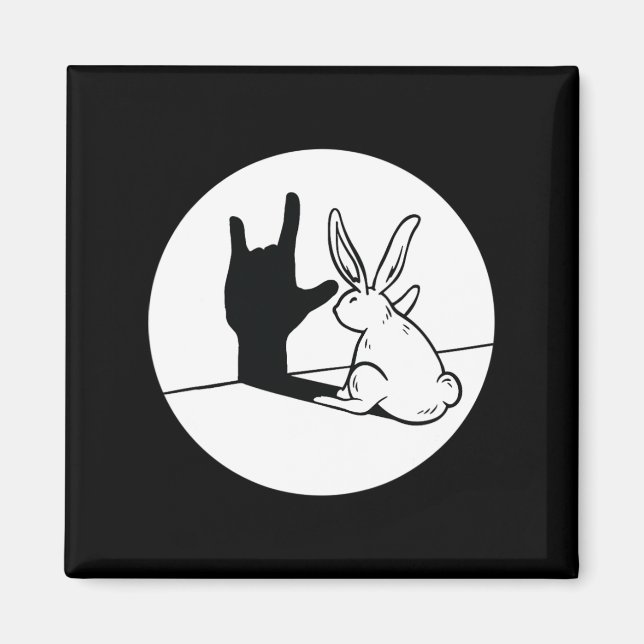 Imán ILY Rabbit ASL Hand Gesture Deaf Hearing Loss Awar (Frente)
