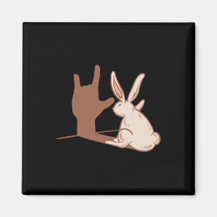Imán ILY Rabbit ASL Hand Gesture Deaf Hearing Loss Awar