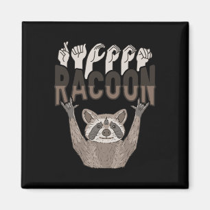 Imán ILY Racoon ASL Hand Gesture Deaf Hearing Loss Awar