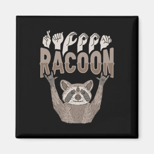 Imán ILY Racoon ASL Hand Gesture Deaf Hearing Loss Awar