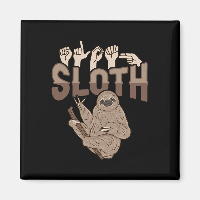 Imán Ily Sloth Asl Hand Gesture Deaf Hearing Loss Aware (Frente)