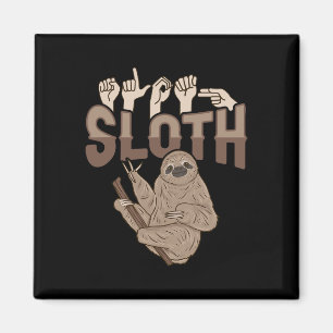 Imán ILY Sloth ASL Hand Gesture Deaf Hearing Loss Aware